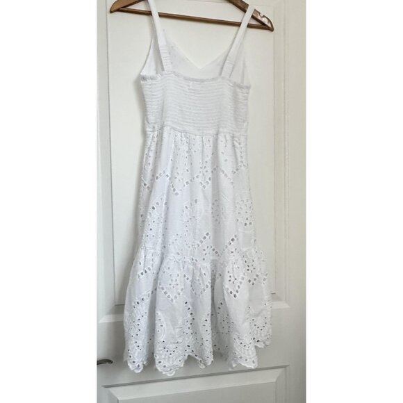 Japna Dress Womens S White Eyelet Embroidered Scalloped Hem Cottagecore Peasant - Picture 5 of 13